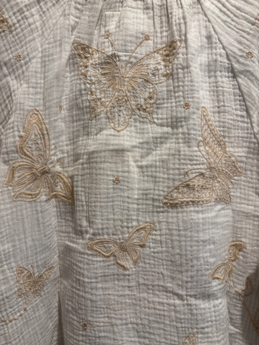 Johnny Was White Gauze Butterfly Embroidered Tie-Front Tunic NWT - Picture 7 of 8